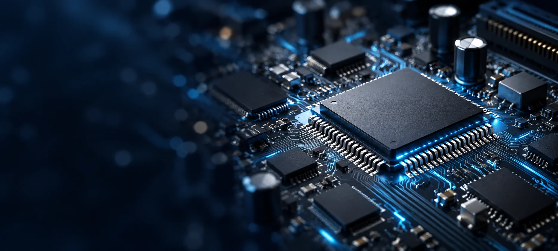 Semiconductors and electronic components on a circuit board